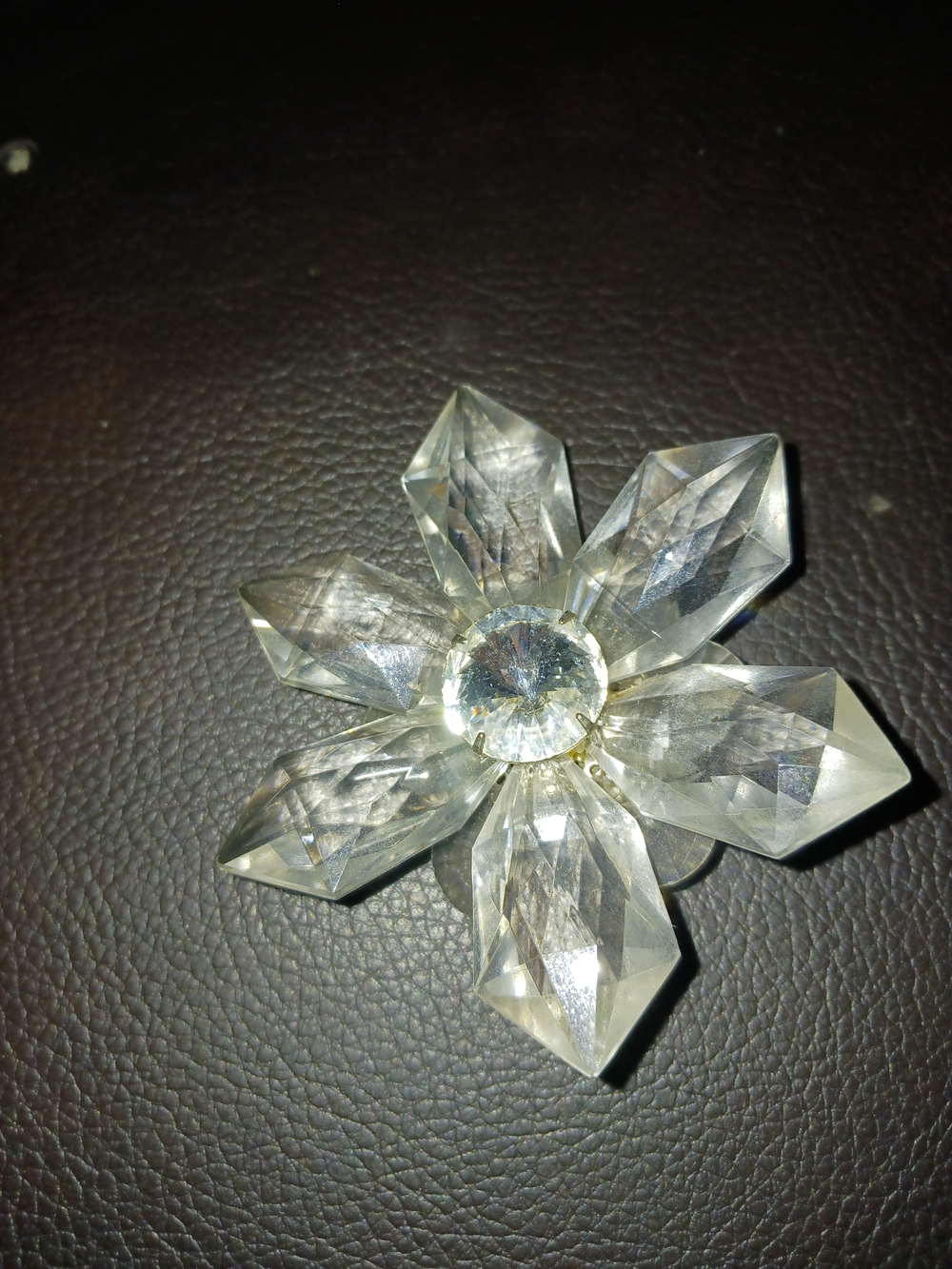 Crystal Flower Brooch in Silver